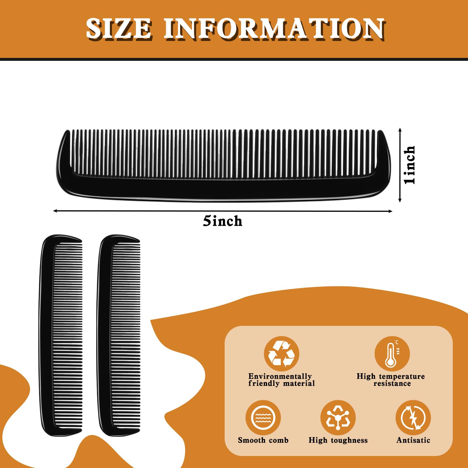 Yaomiao 500 Pieces Pocket Comb Bulk 5 Inch Plastic Hair and Travel Fine Tooth Combs for Women Men Beard Styling Dressing(Black)