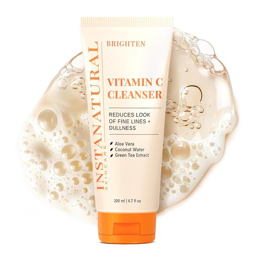 InstaNatural Vitamin C Cleanser - All-Natural Face Wash for Brightening & Uneven Texture | 6.7 FL Oz