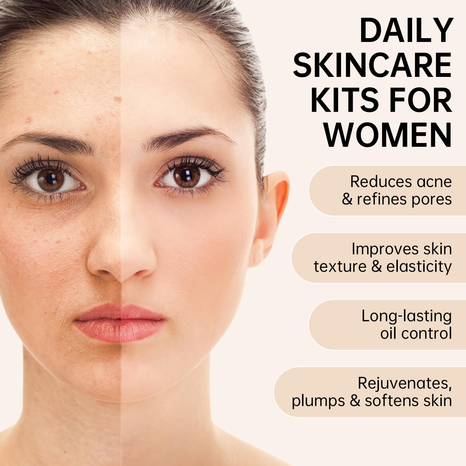 Collagen Skin Care Set, Anti Aging Skincare Gift Set for Wrinkles & Fine Lines, Shrink Pores, Hydrate & Firm Skin, 6 Pcs Skincare Kits for Women with Cleanser, Toner, Lotion, Serum, Cream, Eye Cream.