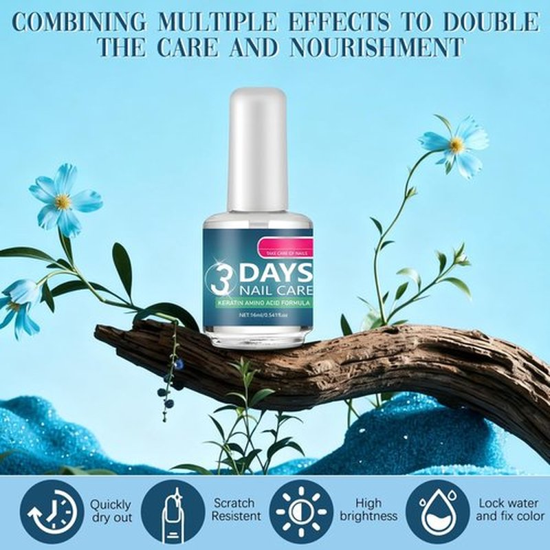 3 Days Nail Care - Strengthening and Hydration, Keratin Amino Acid Formula Nail Treatment Oil, for Dry, Weak & Fragile Nails (2Pcs)