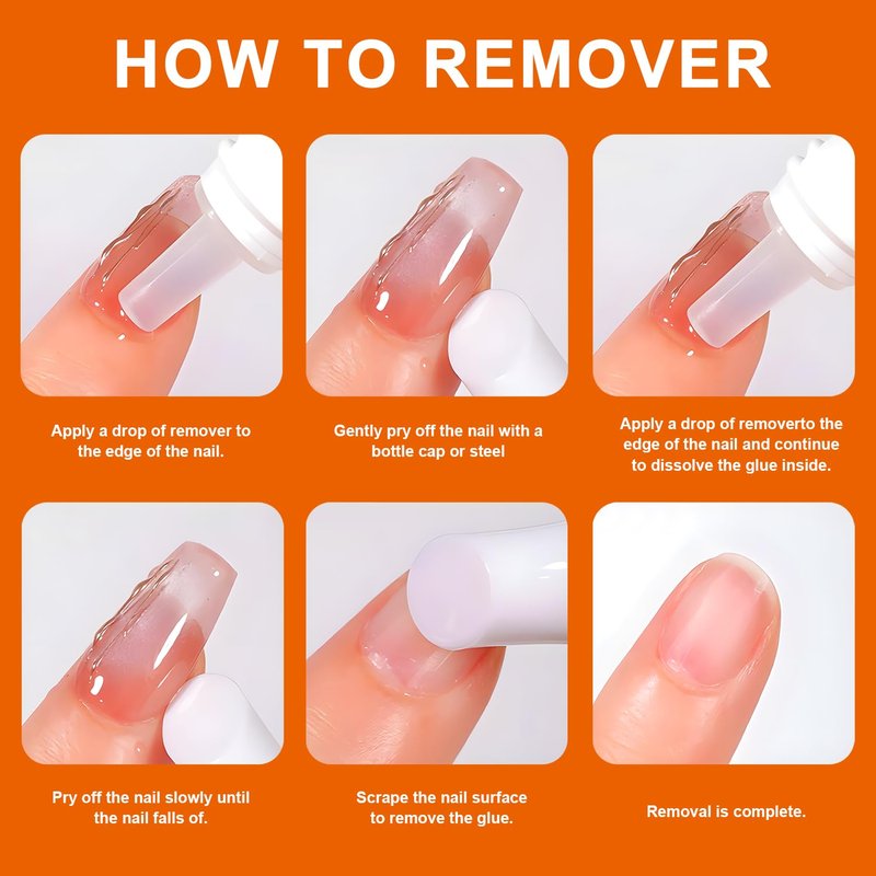 YTRUNS Nail Glue Remover for Press on - 10ML Press On Nail Remover,eatures a pry-off cap for easy,nail removal Remover Easy Removal Debonder for Glue on Tips,containing vitamin E(3 pcs)