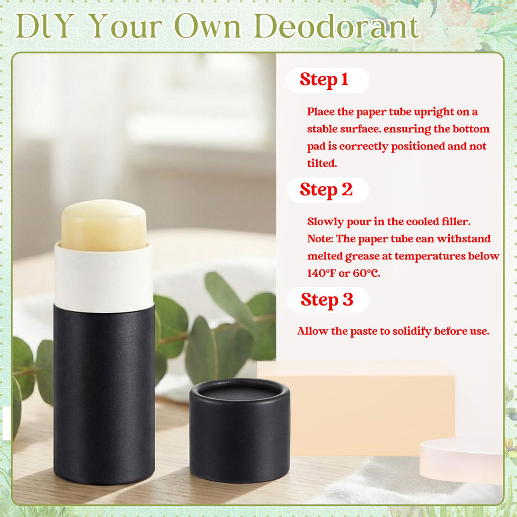 Teenyyou 20 Pcs 2oz Empty Paperboard Deodorant Containers Kraft Cardboard Deodorant Tubes Push-up Lip Balm Tubes Solid Perfume Container Lotion Sticks Jars for DIY Homemade Cosmetic Samples,Black
