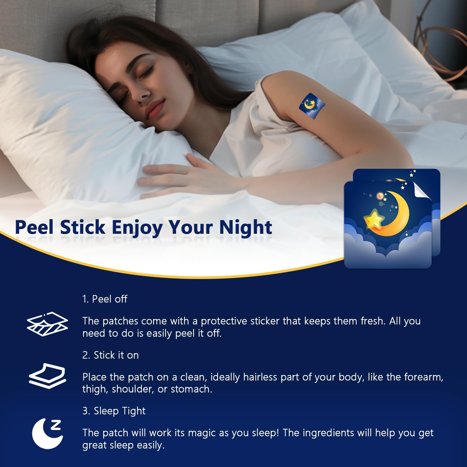 Yongsenina Sleep Patches, 72Pack Sleep Patches for Adults Extra Strength, Natural Plant Based Sleep Support, Easy to Use with Melatonin & Valerian for Night Rest AWW1