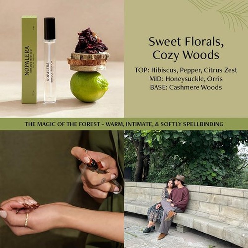 Nopalera Bosque Místico Eau de Parfum Travel Spray - Sweet Spicy Floral Perfume with Hibiscus & Cashmere Woods | 10ml