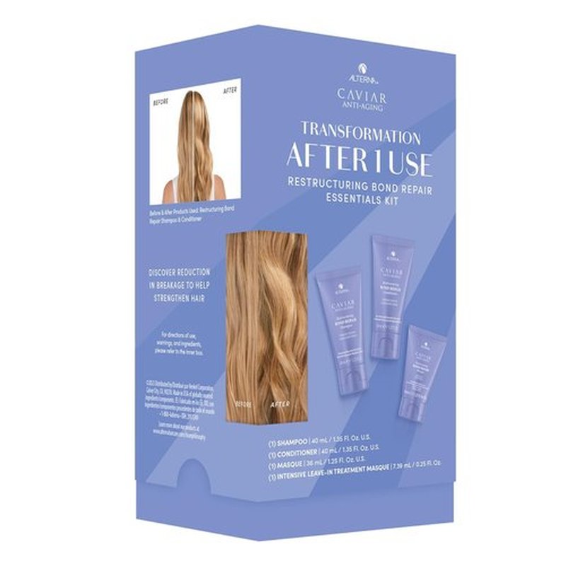 Alterna Haircare CAVIAR Anti-Aging Bond Repair Travel Kit - Strengthening Shampoo, Conditioner & Masque