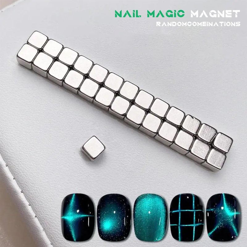 XEAOHESY 60 Pieces Cat Eye Magnet for Nails Magnetic Beads Cube Magnet Multi-Functional Nail Magnet Wand Magnet Stick Magnetic Pen 9 Nail Magnet Plates With Different Patterns for Cat Eye Nail Polish