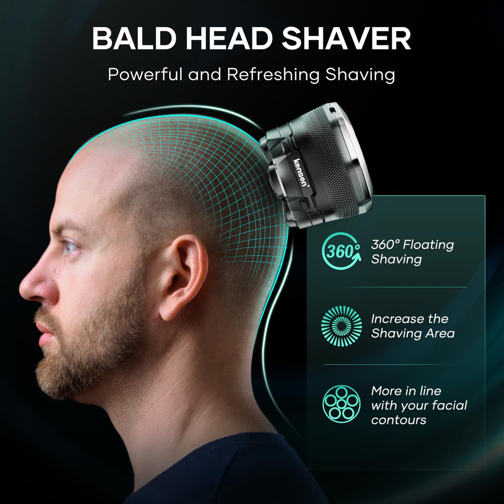 kensen 6D Head Shavers for Bald Men Magnetic Blade Replacement Head, Wet and Dry Compatible with 6D Shavers for Magnetic Blade Head Razor Men's