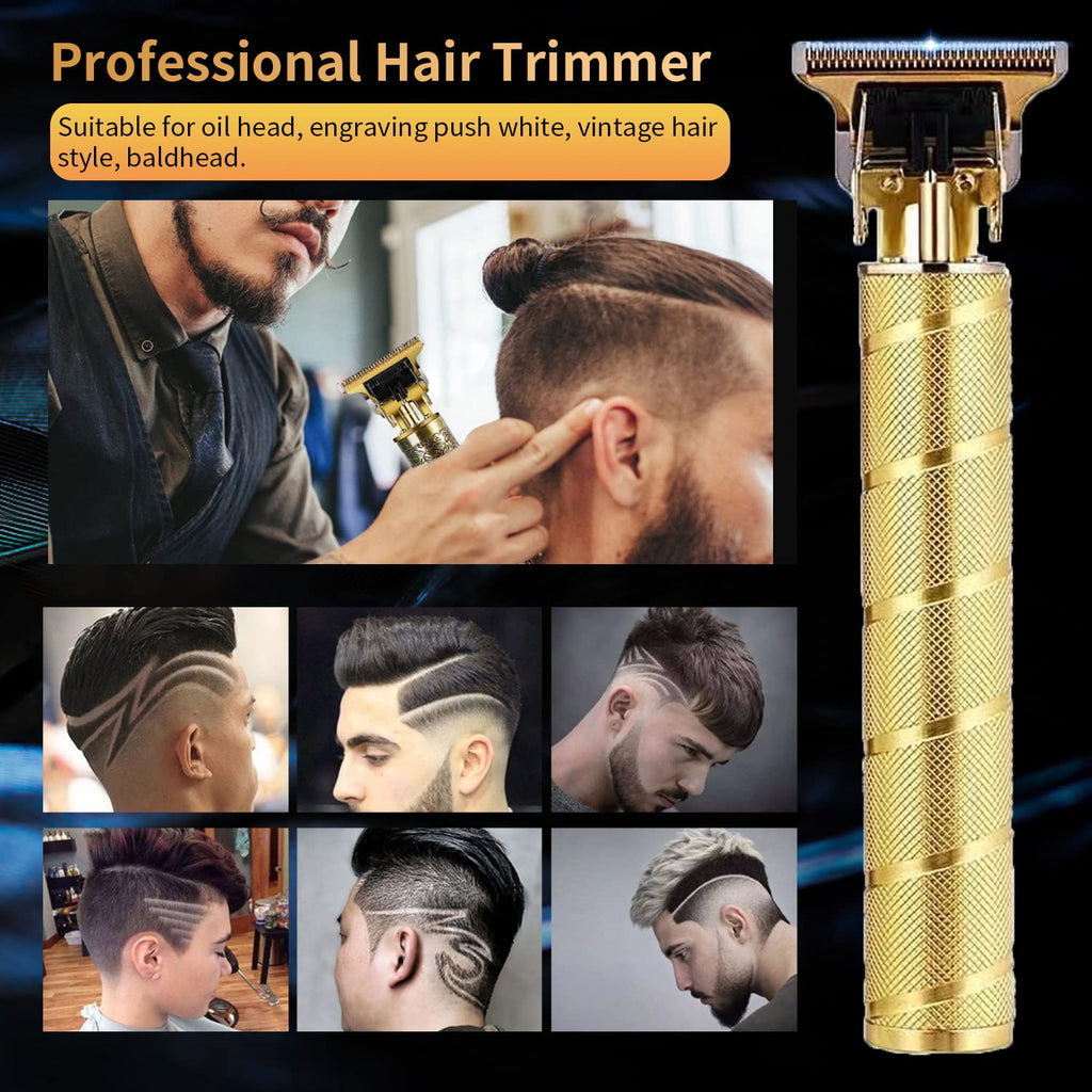 soieho Hair Trimmer for Men, Professional Electric Hair Clippers Cordless Beard Trimmer Shaver Electric T Blade Hair Trimmer, Zero Gapped Hair Clippers Cutting Grooming Kit with Guide Combs, Gold