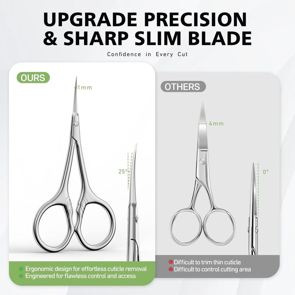 BALUCA Professional Extra Fine Curved Cuticle Scissors - Super Slim 3.9” Manicure & Grooming Scissors with Precision Tip for Nails, Cuticles, Eyebrows, Eyelashes, Dry Skin