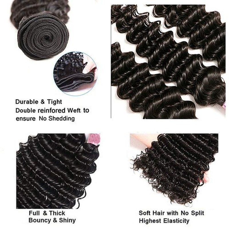 LadrXadr Human Hair Bundles Loose Wave Bundles 22 24 26 inch #1B Loose Body Wave Bundle Natural Black Bundle