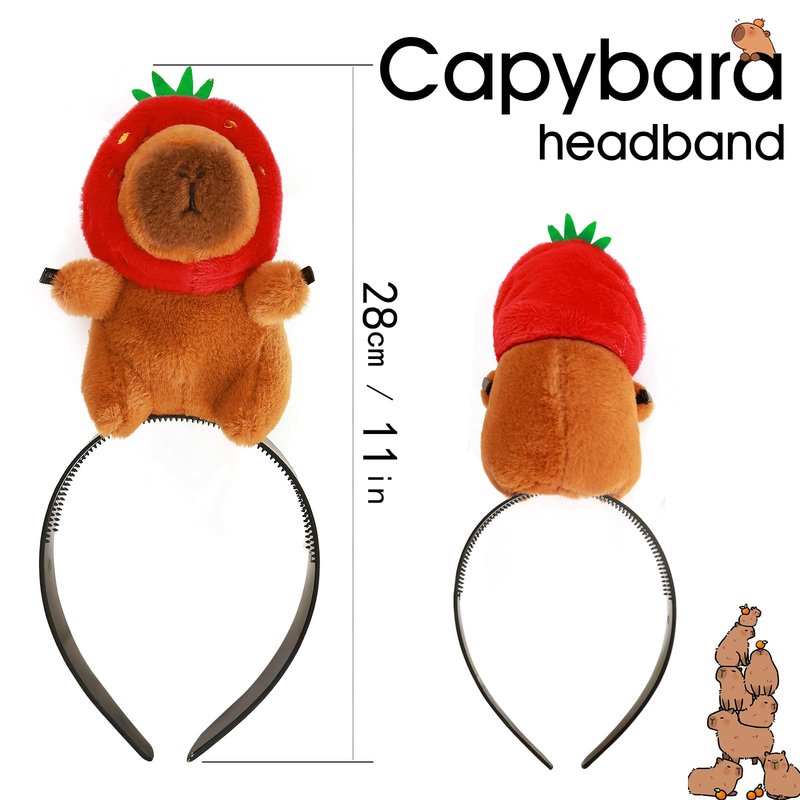 UQJE Adult Capybara Headband Funny Stuffed Capybara Hairband Cute Plush Hairpin Headwear Accessories (Style-2, One Size)