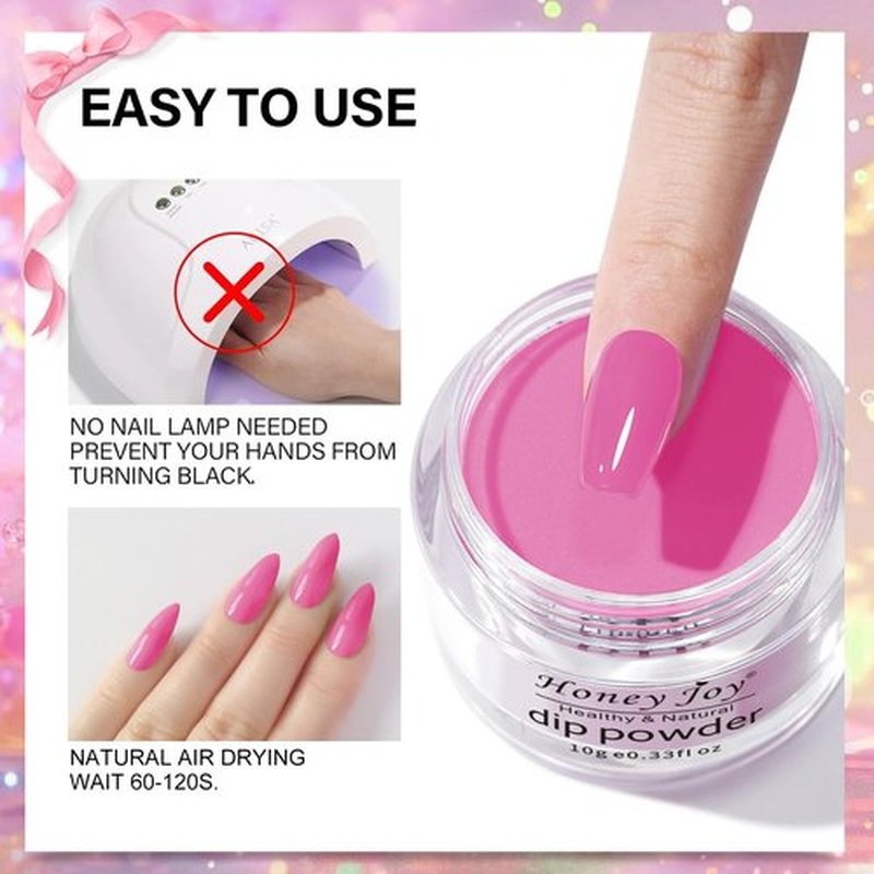Honey Joy Color Changing Dip Powder Set,6 Colors Glitter Pink Dipping Powder Set Nail Art Manicure DIY Salon Home Gifts for Women, No Need Nail Lamp Cured, DP-V