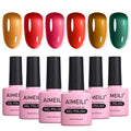 AIMEILI Gel Nail Polish Transparent Icy Jelly Gel Polish Soak Off U V LED Hema Free Nail Polish Vegan Cruelty-free Nail Salon Varnish 6 Color Set Kit of 77