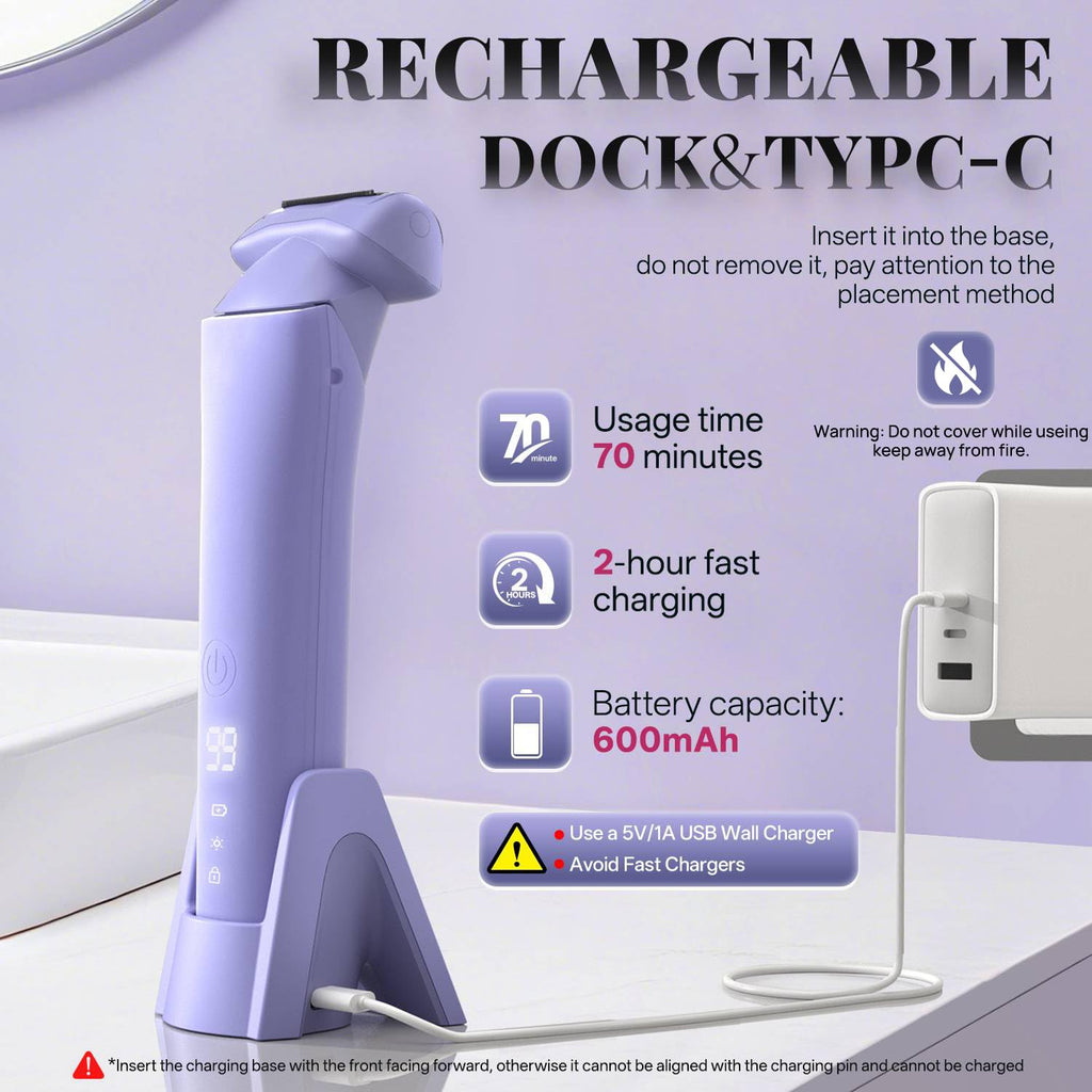 Krofaue Women Electric Shaver, 3-in-1 Blades, IPX6 Waterproof, LED