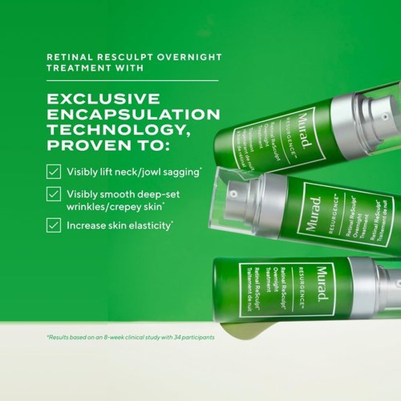 Murad Retinal ReSculpt Overnight Treatment Refill - Advanced Face & Neck Serum with Encapsulated Retinal, Kangaroo Paw, Olive, Oat Smooths Deep Wrinkles & Crepey Skin, Lifts Sagging Skin - 1 Fl Oz