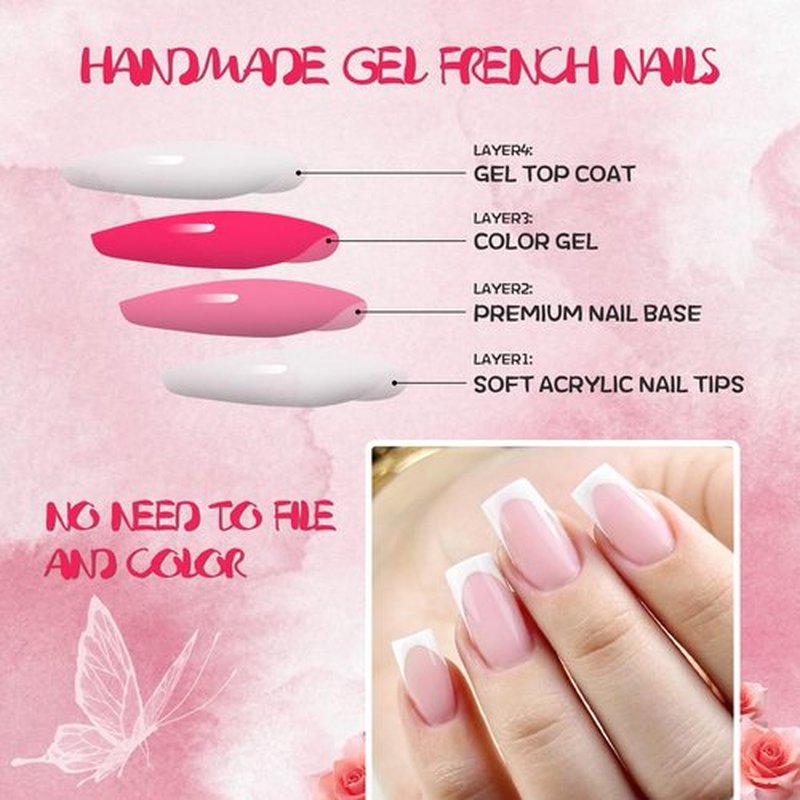 AddFavor 120pcs White French Tip Press on Nails Medium Square Fake Nails Nude False French Tip Nails Press ons Nail Acrylic Artificial Stick Nail with Adhesive Tab for Women Girls