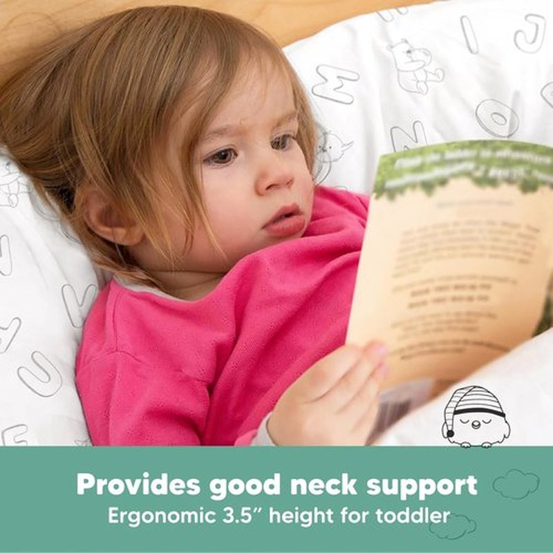 My Little Dreamy Toddler Pillow - Organic Cotton Travel Bed Pillow with Soft Pillowcase | 13x18, Machine Washable, Ideal for Ages 2-5