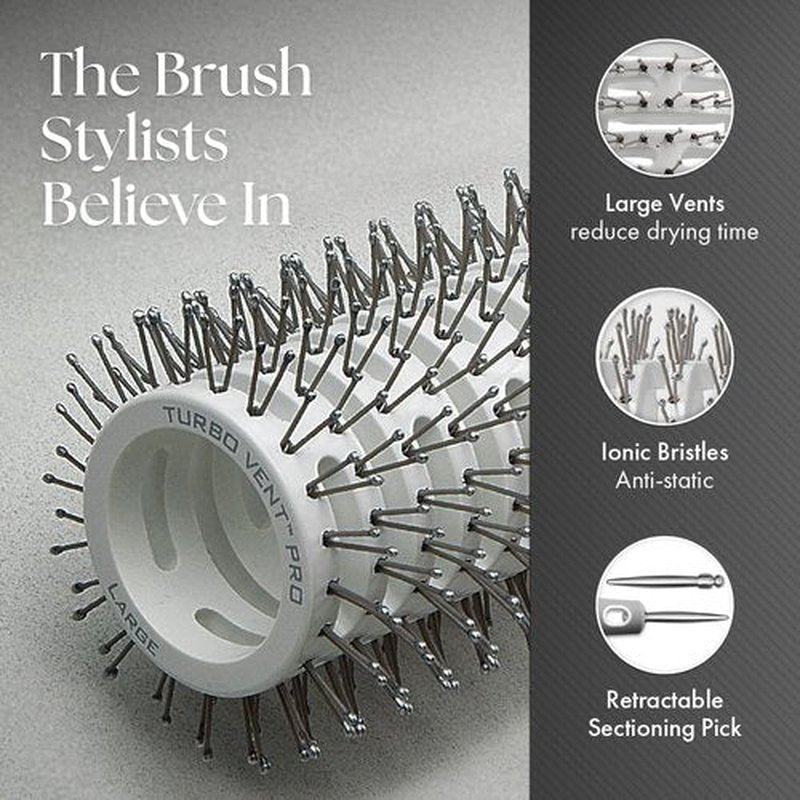 Olivia Garden Ceramic + Ion Turbo Vent Pro Hair Brush - Fast Drying & Frizz Control | Ideal for All Hair Types