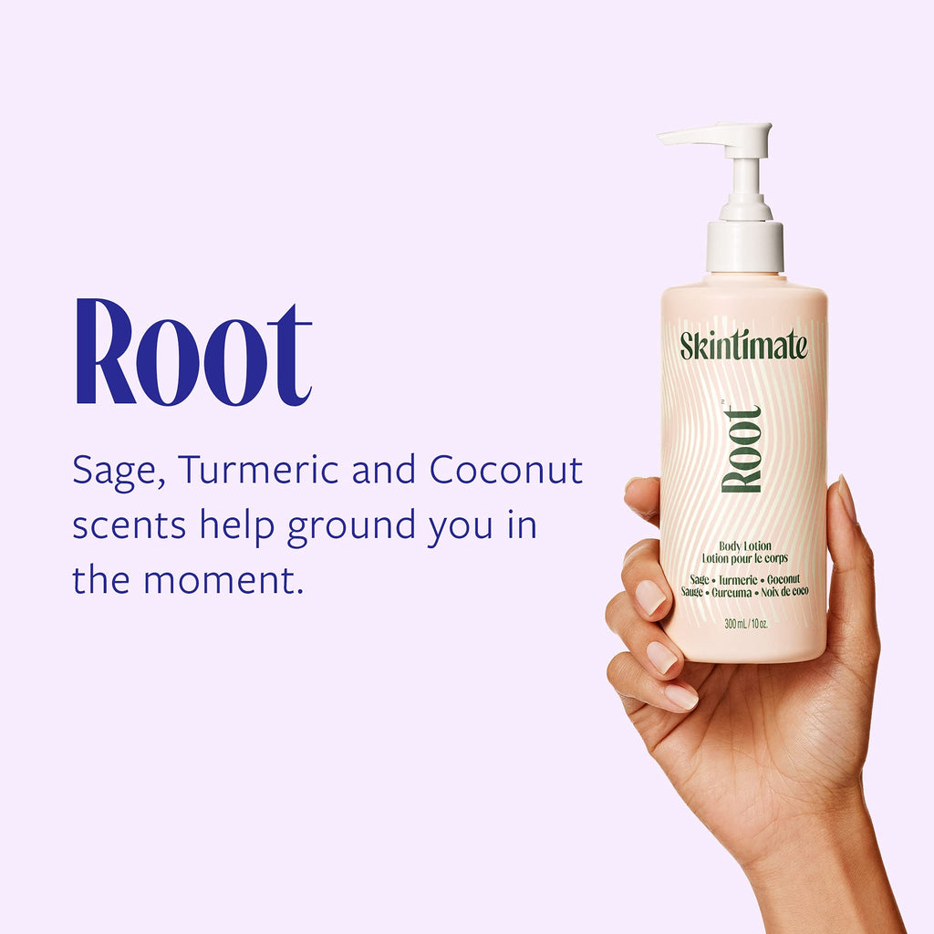 Skintimate Root Body Lotion, Scented with Sage, Turmeric and Coconut, 10 fl. oz. (Pack of 2)