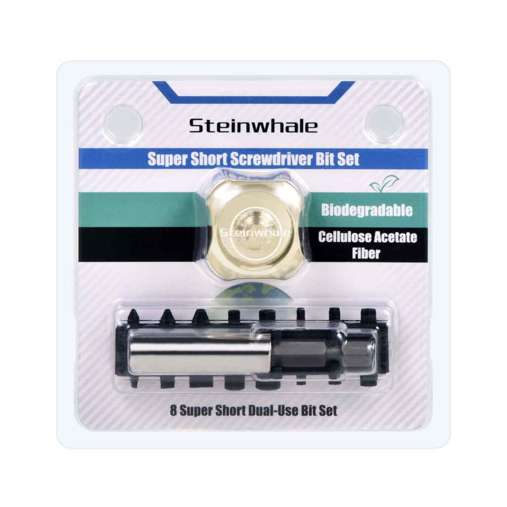 Steinwhale 10in1 Short Stubby Mini Screwdriver for tight spots, Cellulose Acetate Fiber Made Handle, Double-headed High Hardness S2 Steel Bits, Exquisite EDC