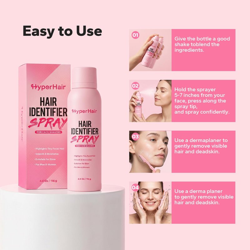 HyperHair Hair Identifier Spray for Face Shaving, Moisturizing and Skin Care Dermaplane Sprays, Dermaplane Kit, Hair Identifier Spray for Face Dermaplaning, Suitable for All Skin Types