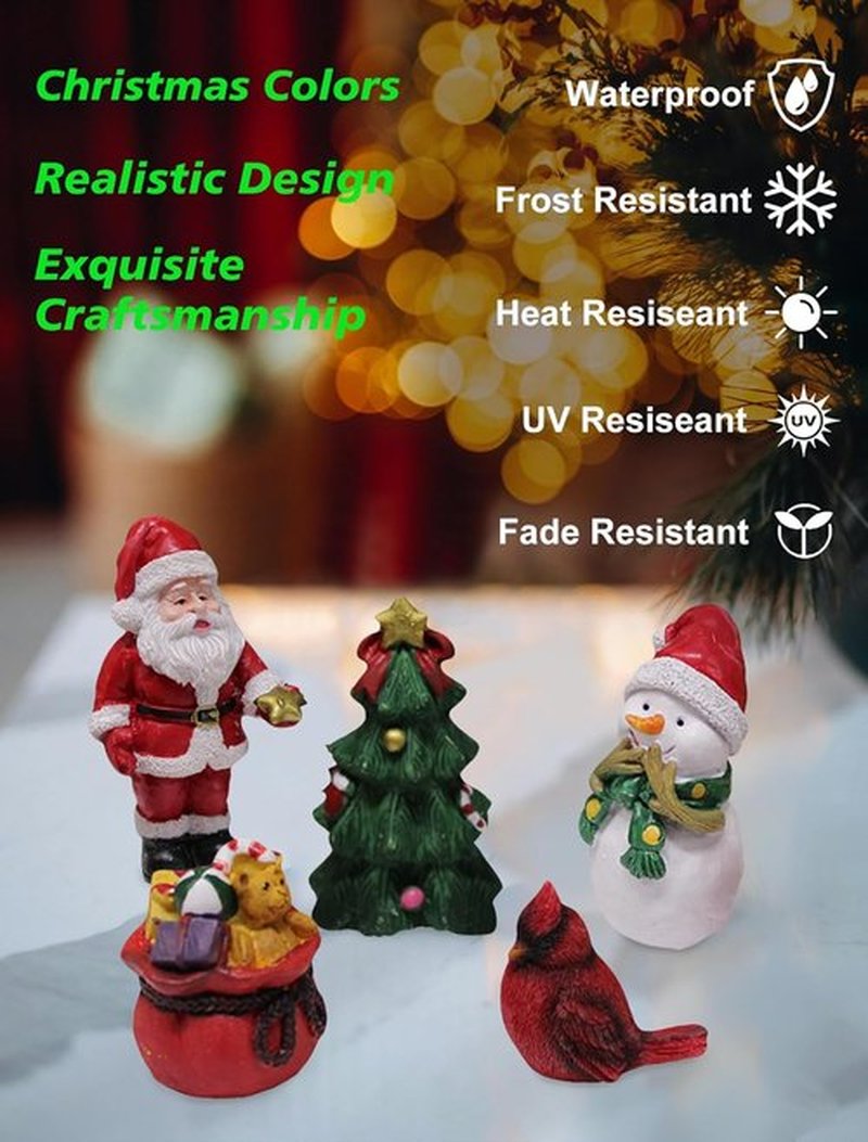 Skiennix Christmas Miniature Figurines - Small Resin Santa Claus Ornaments for Holiday Decor | Winter Party Favors