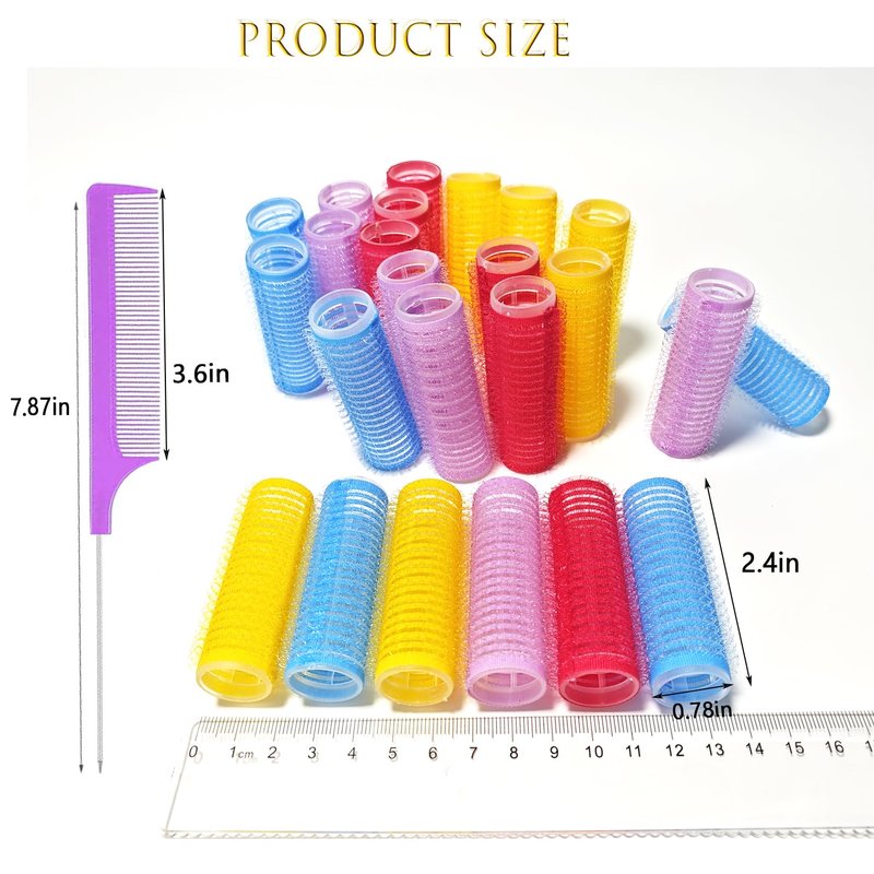 ZMD 18Pcs Self Grip Small Hair Rollers Curlers, Plastic Rollers Heatless Curlers Salon Dressing Curler DIY Curly Hair Hairstyle Roller for Women Girls Short Medium Hair (0.8 x 2.4 Inch)