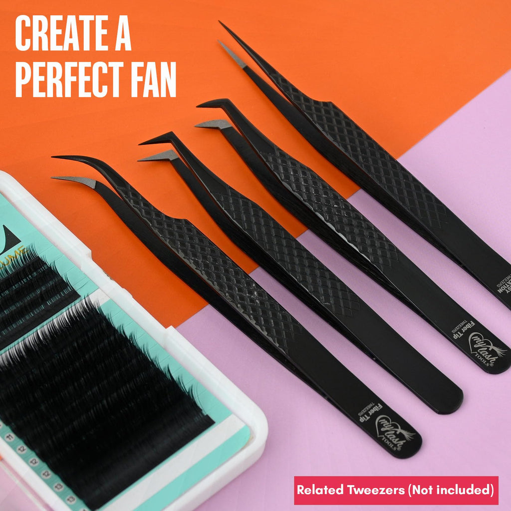 My Lash Tools Mega Boot Volume Fiber Tip Lash Tweezer – LASH ARTIST ACE, Professional Eyelash Extension Tweezers, Precision Fan Making, Plain Grip (Black)