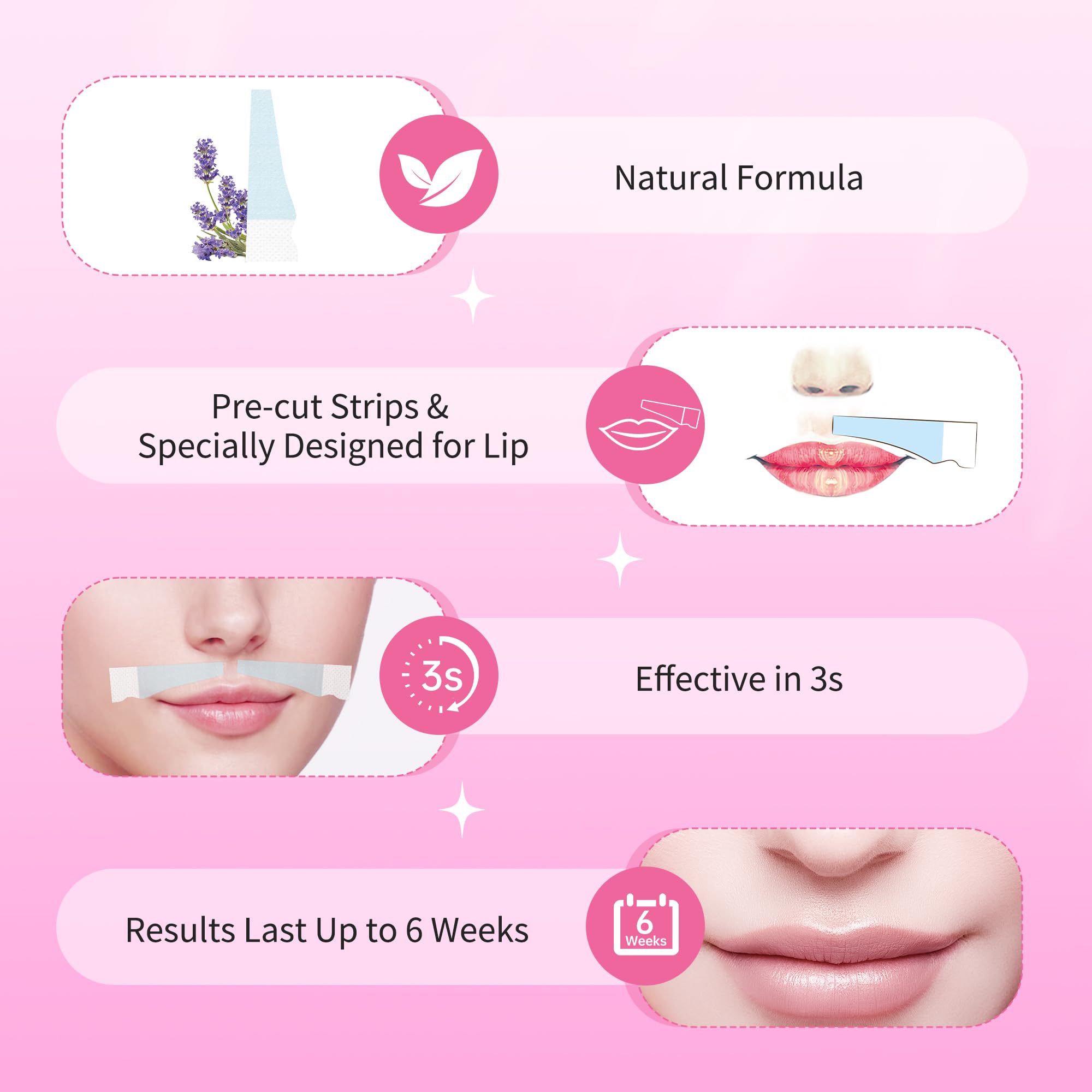Beauty7 Sensitive Lip Wax Strips, Facial Wax Strips, Hair Removal 20 pcs with 4pcs Calming Oil Wipes, at Home Waxing for Women