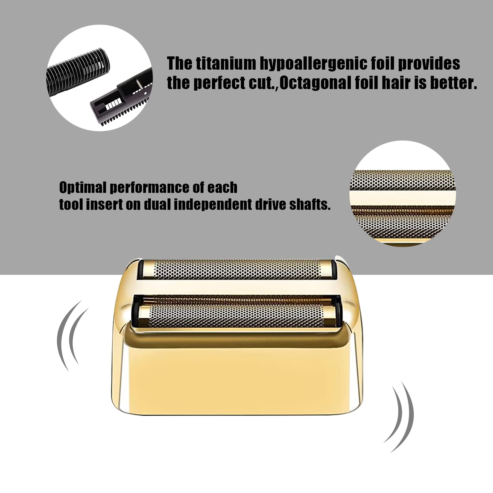 VALLNEI Replacement Foil and Cutters Compatible with BaBylissPRO Double Foil Shaver, Replacement Foil Compatible with BaBylissPRO FXFS2 Shaver,2 PACK (Golden)