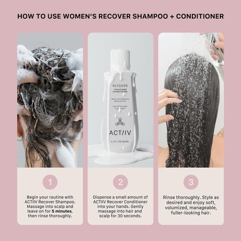 ACTIIV Recover Travel Duo For Women - Plant-Based Hair Care for Fuller, Healthier-Looking Hair | Color-Safe, Vegan
