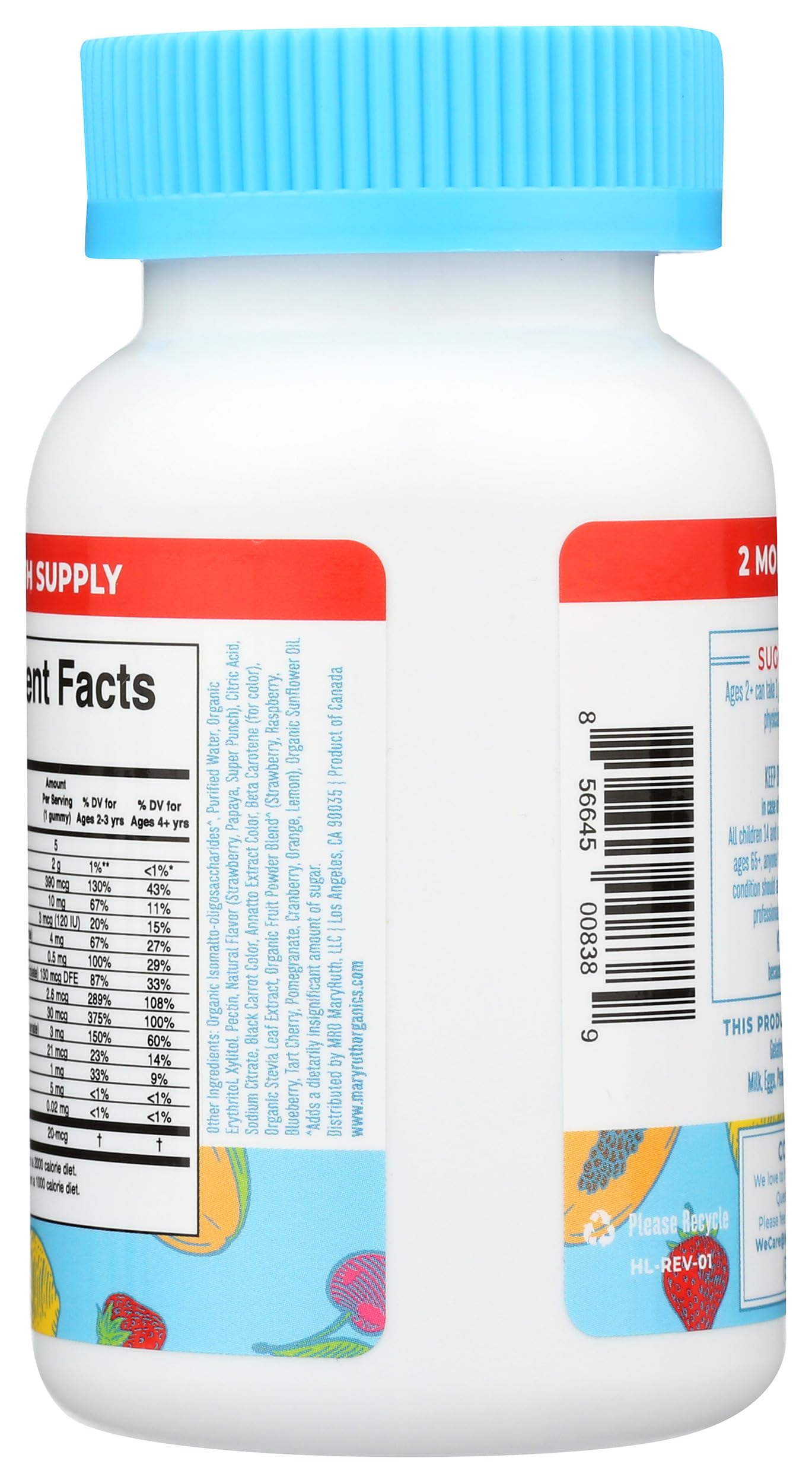 MARYRUTH'S Kids Vitamins Multivitamin Sugar Free | 2 Month Supply | Kids Multivitamin Gummies | Multivitamin for Kids | Vitamin D | Vitamin C | Zinc | Vegan | Non-GMO | Gluten Free | 60 Count