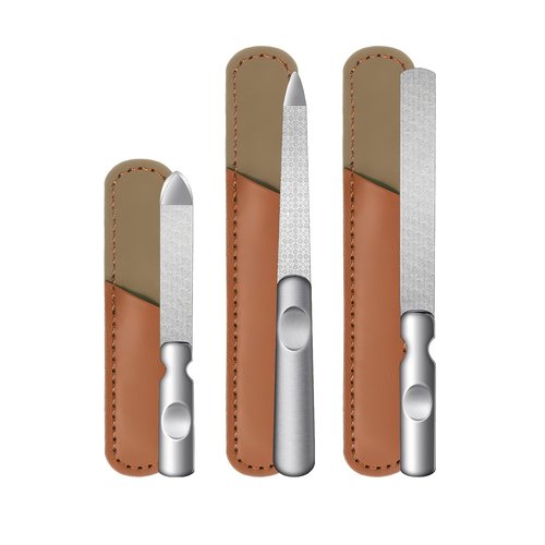 Metal Nail File (3 Pcs), Nail Files for Natural Nails & Toenails, Thick Nails Made of Stainless Steel, Double Sided Metal Nail Files with Anti-Slip Handle for Fingernail Toenail, Home or Salon Use