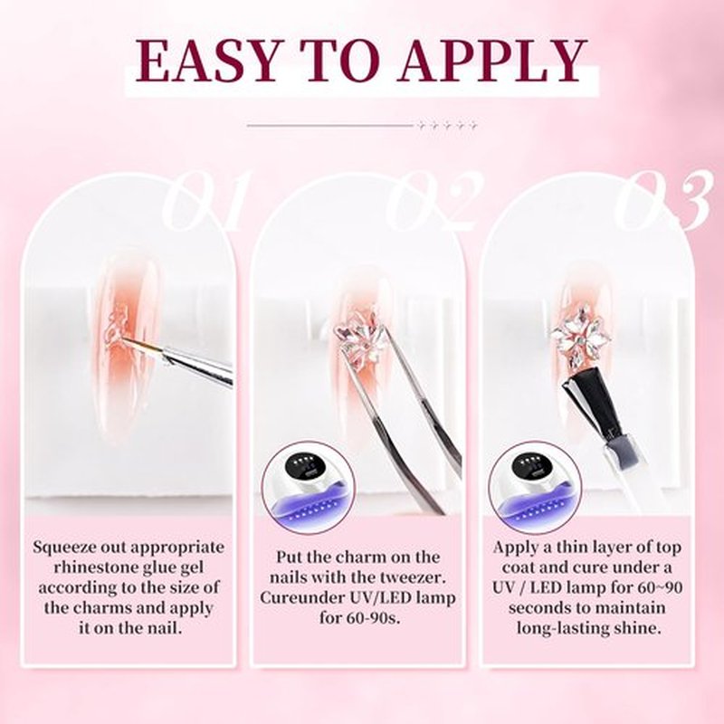 JODSONE Nail Charms Drill Set for Nails,24 Drills, Available in 12 Different Designs with Tweezers,Nail Gems Nail Pearls Charms sets for Nails Supplies, Charms for Nails Design Nail Art Kit