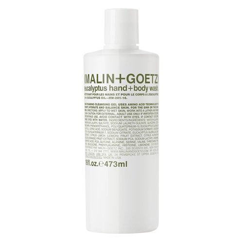 MALIN+GOETZ Hand + Body Wash - Gentle Foaming Cleanser with Botanical Extracts | Hydrating & pH-Balanced, Unisex Scent (Eucalyptus, Bergamot, Rum, Cannabis)