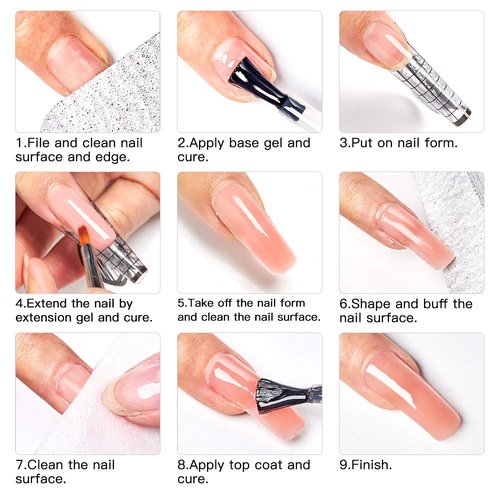 Glitter Poly Nail Extension Gel Kit, 3 Colors Silver Pink Blue Quick Building Builder for Nails Art Salon at Home, Quick Building Nail Extensions Gel