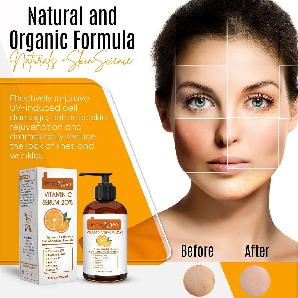 DERMAXGEN Organic 20% Vitamin C Serum for Face (08 Fl oz)