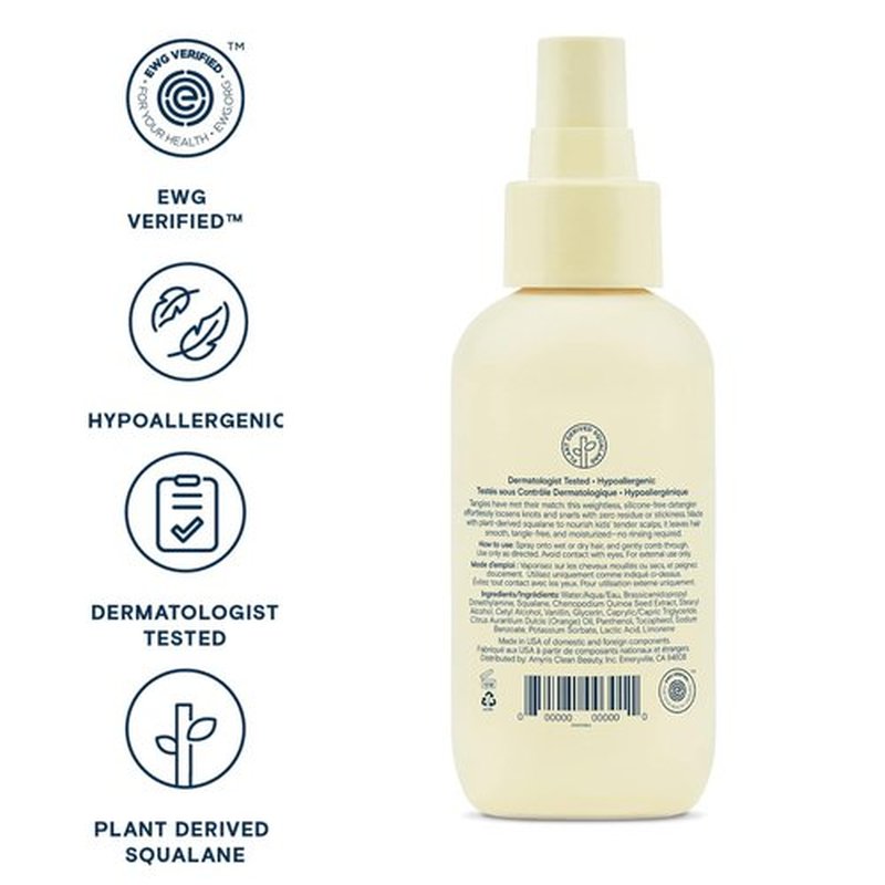 Pipette Leave-In Hair Detangler Spray - Silicone-Free Formula with Squalane | 4.4 Fl Oz, Orange & Vanilla Scent