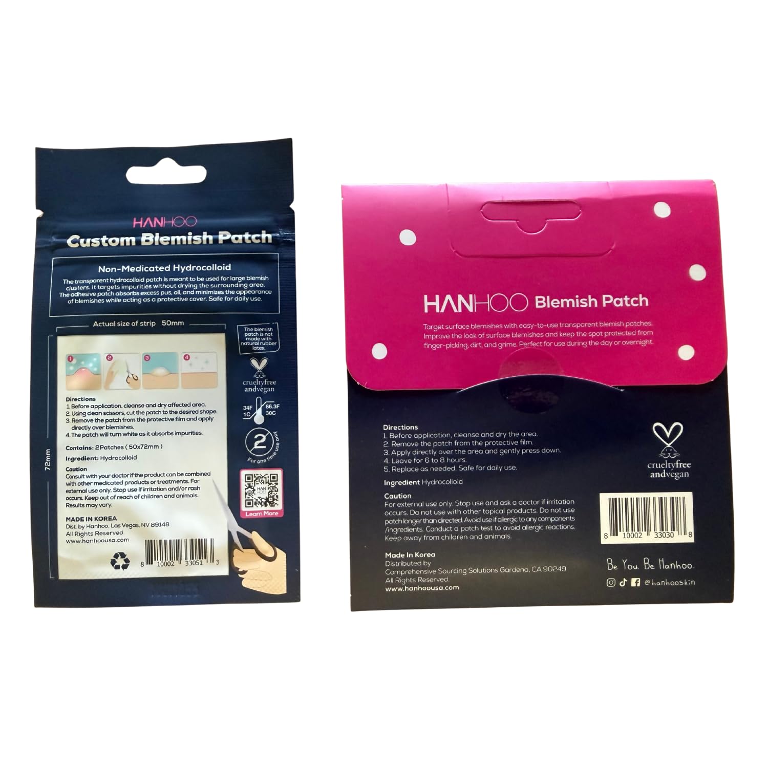 HANHOO Blemish and Custom Patch Duo | Hydrocolloid Patches for Surface Spots and Clusters | 72 Total Patches + 2 Custom Sheets