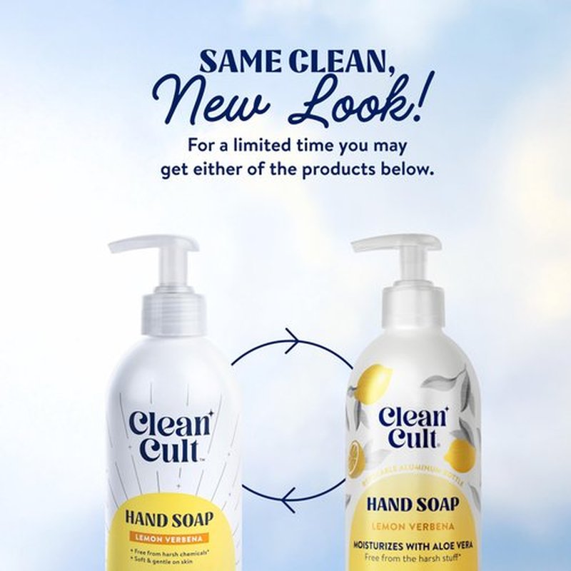 Cleancult - Lemon Verbena - Moisturizing Liquid Hand Soap - Refillable Aluminum Bottle - Made with Aloe Vera - Nourishes & Moisturizes Dry & Sensitive Skin - 12 oz - 3 Pack
