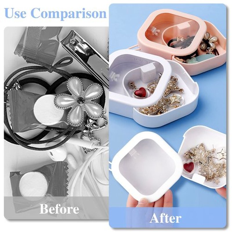 Prudiut 2Pcs Hair Tie Organizer, Hair Tie Holder Clip Organizer for Baby Teen Girl Women, Portable Hanging Small Items Desktop Travel Storage Box(Pink and White)