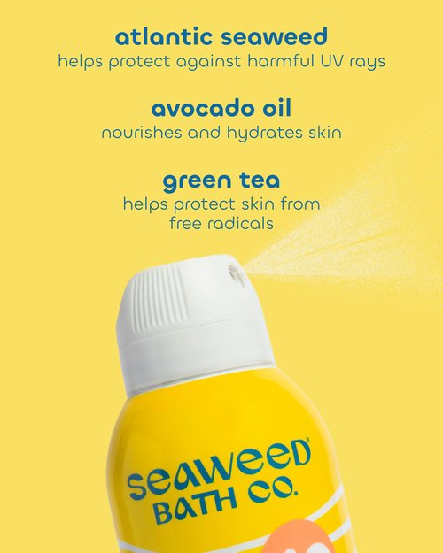 Seaweed Bath Co. Clear Guard SPF 40 Sport Broad Spectrum Sunscreen - Quick Dry, Air-Powered Spray - Natural Tropical Scent - With Sustainably Harvested Seaweed, Aloe, Avocado Oil - 6 oz