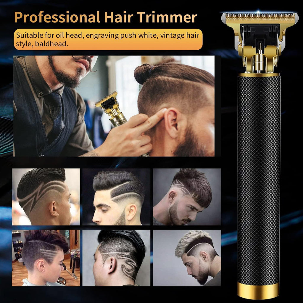 Hair Trimmer for Men, Electric Hair Clippers Cordless Beard Trimmer Shaver Electric T Blade Hair Trimmer, Zero Gapped Hair Clippers Cutting Grooming Kit with Guide Combs Ear Spoon Tool Set, Black.