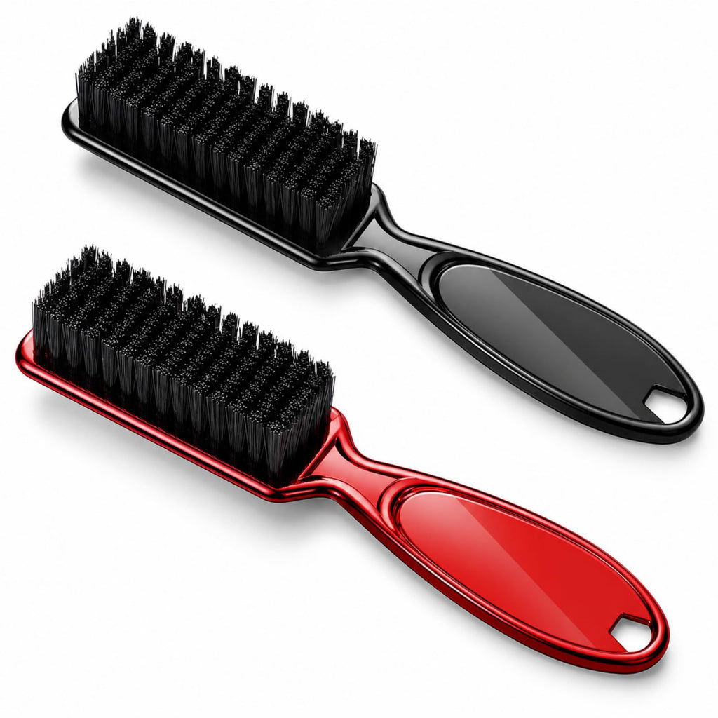 Patelai 2 Pcs Barber Blade Cleaning Brush for Clipper Cleaning Nail Cleaner Styling Brush for Fades Tapers Trimmer Manicure Salon (Black,Red)