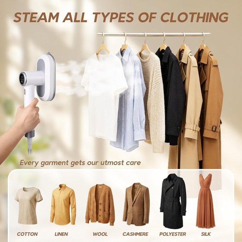 Skiennix 2 In 1 Clothes Steamer - 1550W Fast Heating, 1100ml Tank, Portable Wrinkle Remover (White)
