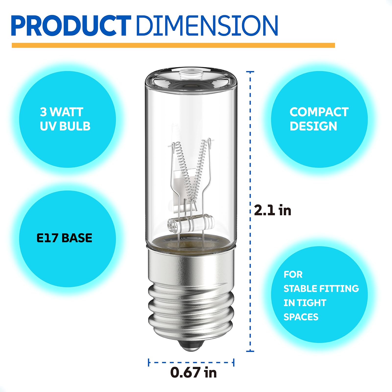 Xinafan UVC Light Replacement Bulbs Compatible with Germ Guardian LB1000 Air Purifier, UV Bulb GG1000 GG1100 AC3700 for Microwave Refrigerator Humidifier Small Applications Lamps, E17 Base, 3W, 2 Pack