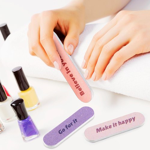Teenyyou 60 Pcs Mini Nail Files Inspirational Gifts for Women Motivational Floral Double Sided Emery Boards Manicure Tools Employee Appreciation Encouragement Valentines Holiday Gifts(Pastel)