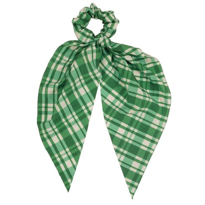 4-Piece St. Patrick's Day Hair Scrunchies Set, Shamrock Clover Bow Scrunchies with Long Tail, Chiffon and Silk Hair Accessories Hair Ties for Irish Theme Celebrations
