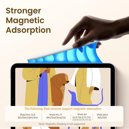 Hastraith Stylus Pen for iPad | Fast 13-Minute Charge, Tilt Sensitivity & Palm Rejection | Compatible with iPad 6-11" & Air/Mini