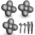 Carreuty 3Pcs 5 Head Shaver Replacement Blades for Freebird Head Shaver, Universal 5 Blades Shaver Replacement Heads for Electric Razor Shaver Head, Bald Men Freedom Grooming Head and Face, Black